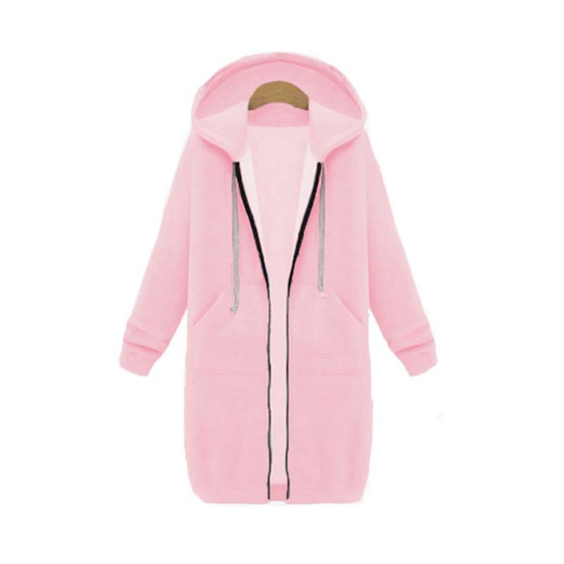 Edyth Women's Extended Length Zip Hoodie – Relaxed Fit with Pockets