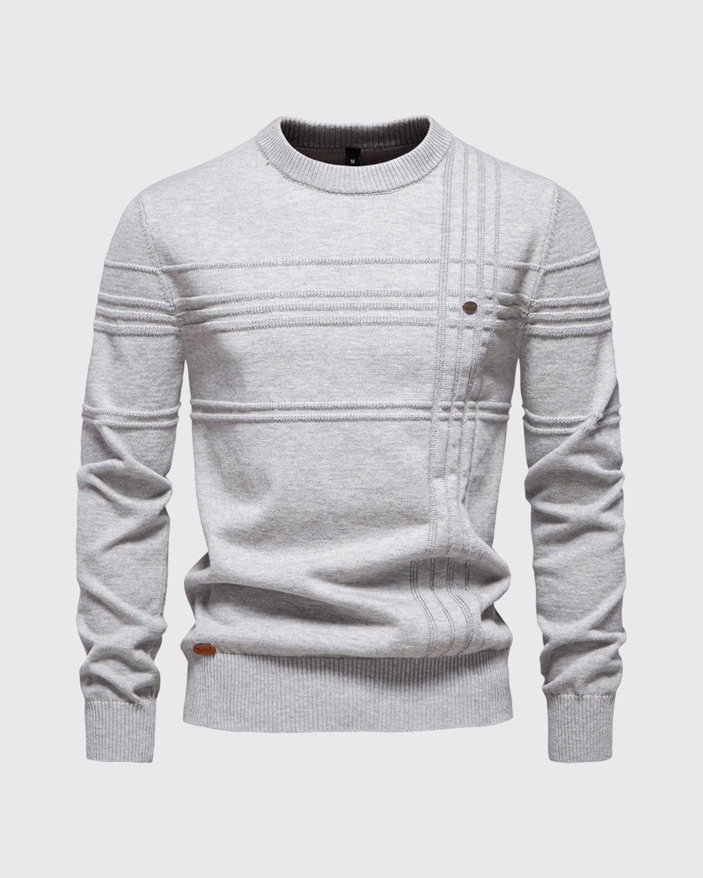 Marcus Cotton Knit Sweater – Crosshatch Crew Neck Pullover