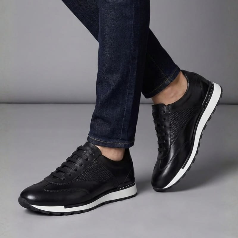 Salvy Premium Leather Casual Sneakers – Cushioned Lace-Up Everyday Shoes