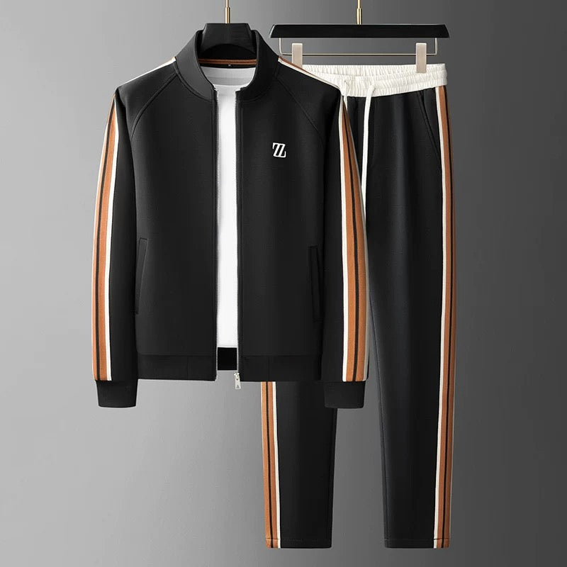 Valerio Lycra Quarter-Zip Tracksuit Set – Refined Sport Matching Outfit