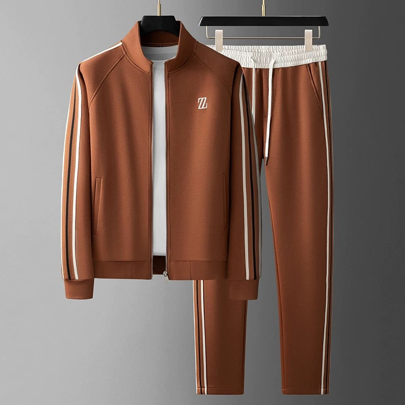 Valerio Lycra Quarter-Zip Tracksuit Set – Refined Sport Matching Outfit