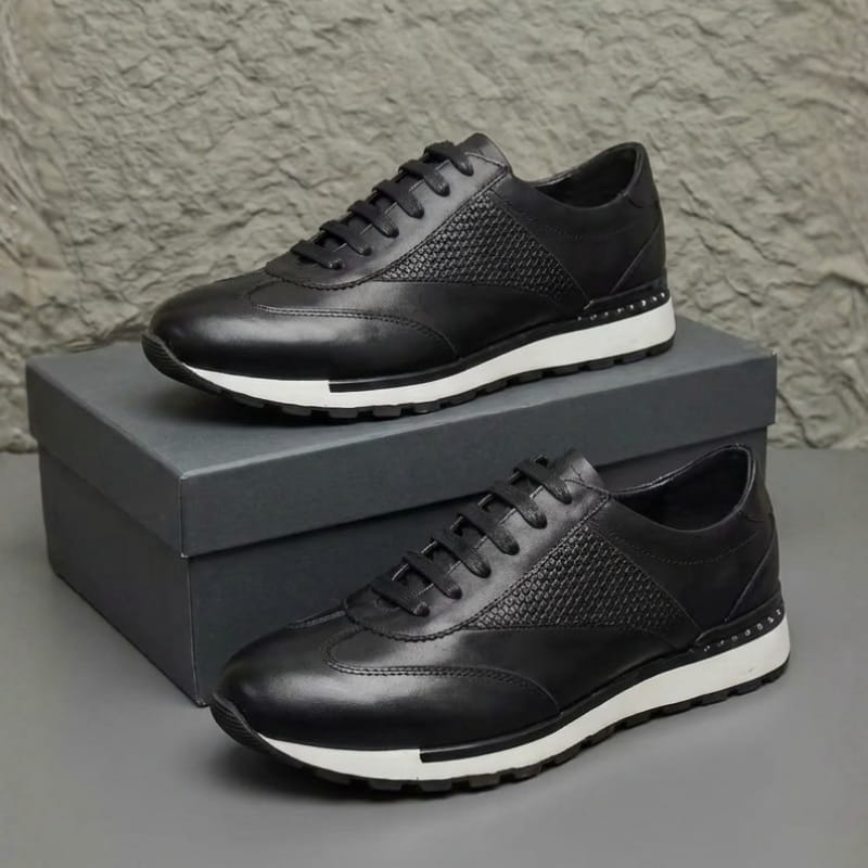 Salvy Premium Leather Casual Sneakers – Cushioned Lace-Up Everyday Shoes
