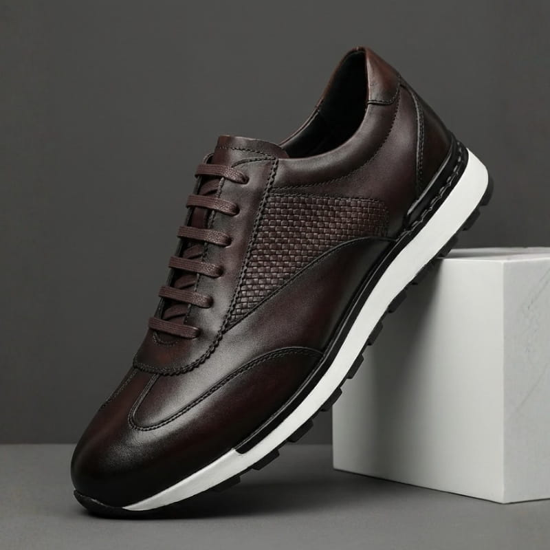 Salvy Premium Leather Casual Sneakers – Cushioned Lace-Up Everyday Shoes