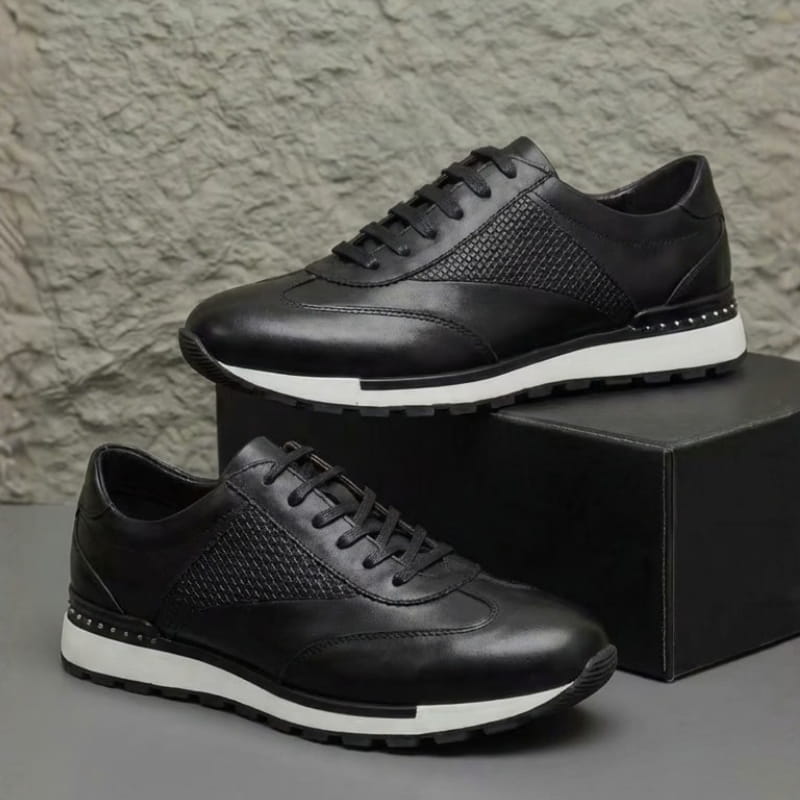 Salvy Premium Leather Casual Sneakers – Cushioned Lace-Up Everyday Shoes