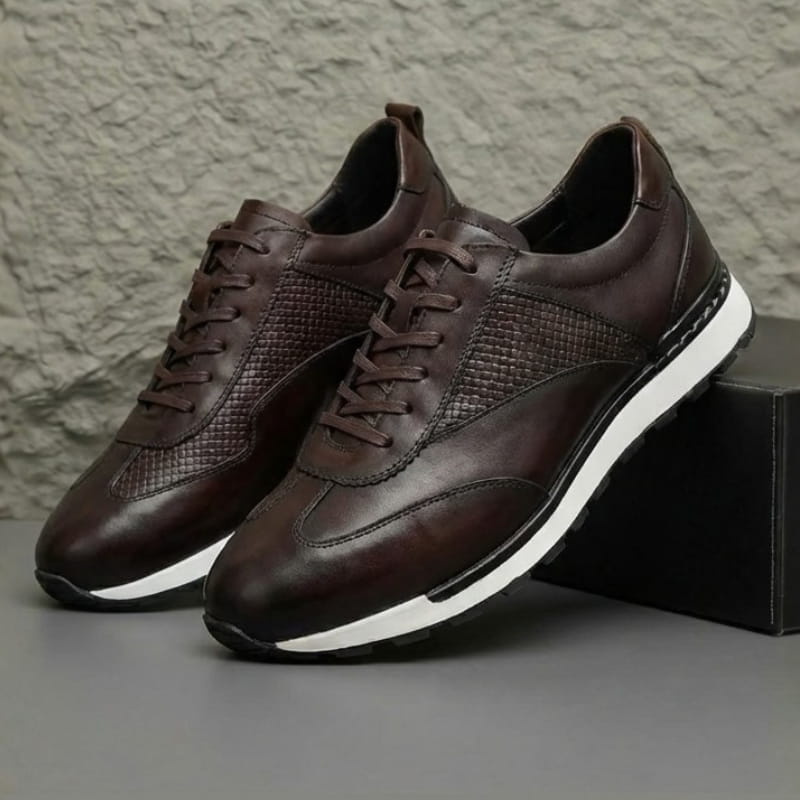 Salvy Premium Leather Casual Sneakers – Cushioned Lace-Up Everyday Shoes