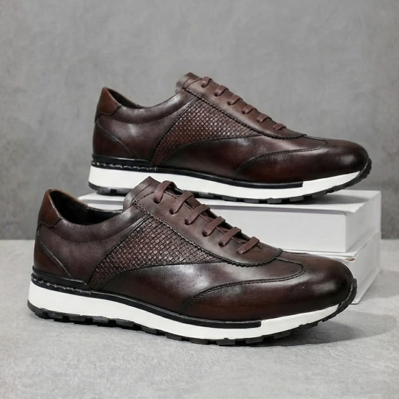 Salvy Premium Leather Casual Sneakers – Cushioned Lace-Up Everyday Shoes