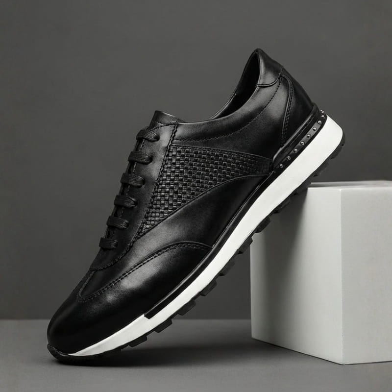 Salvy Premium Leather Casual Sneakers – Cushioned Lace-Up Everyday Shoes