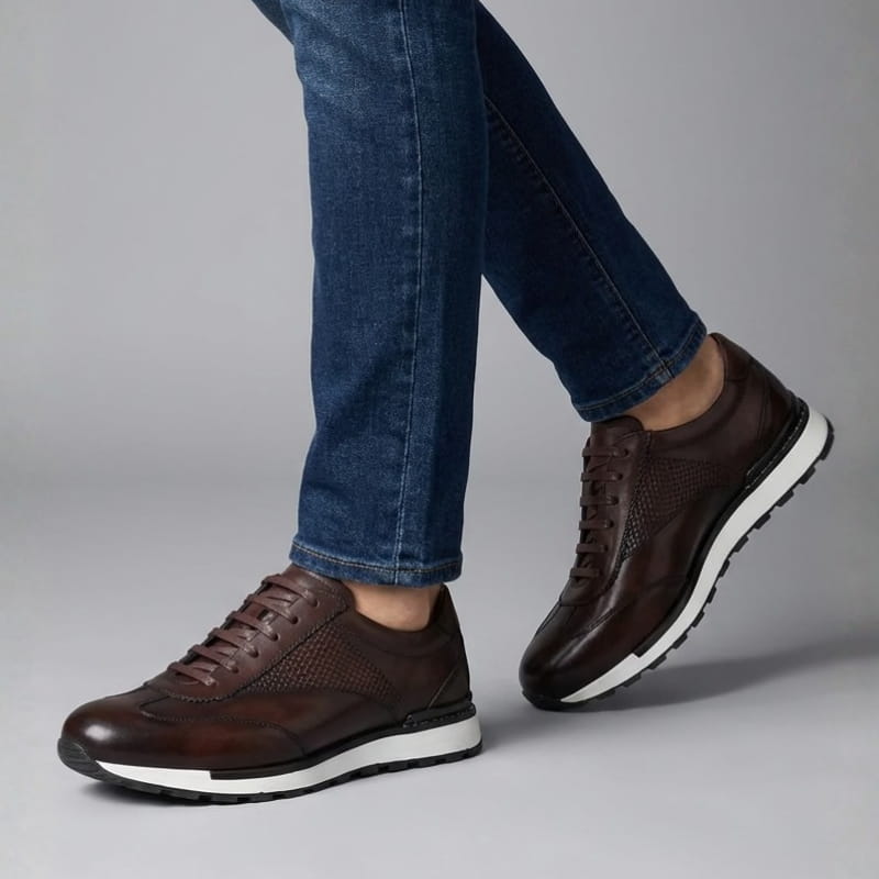Salvy Premium Leather Casual Sneakers – Cushioned Lace-Up Everyday Shoes