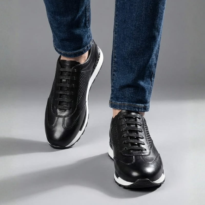 Salvy Premium Leather Casual Sneakers – Cushioned Lace-Up Everyday Shoes