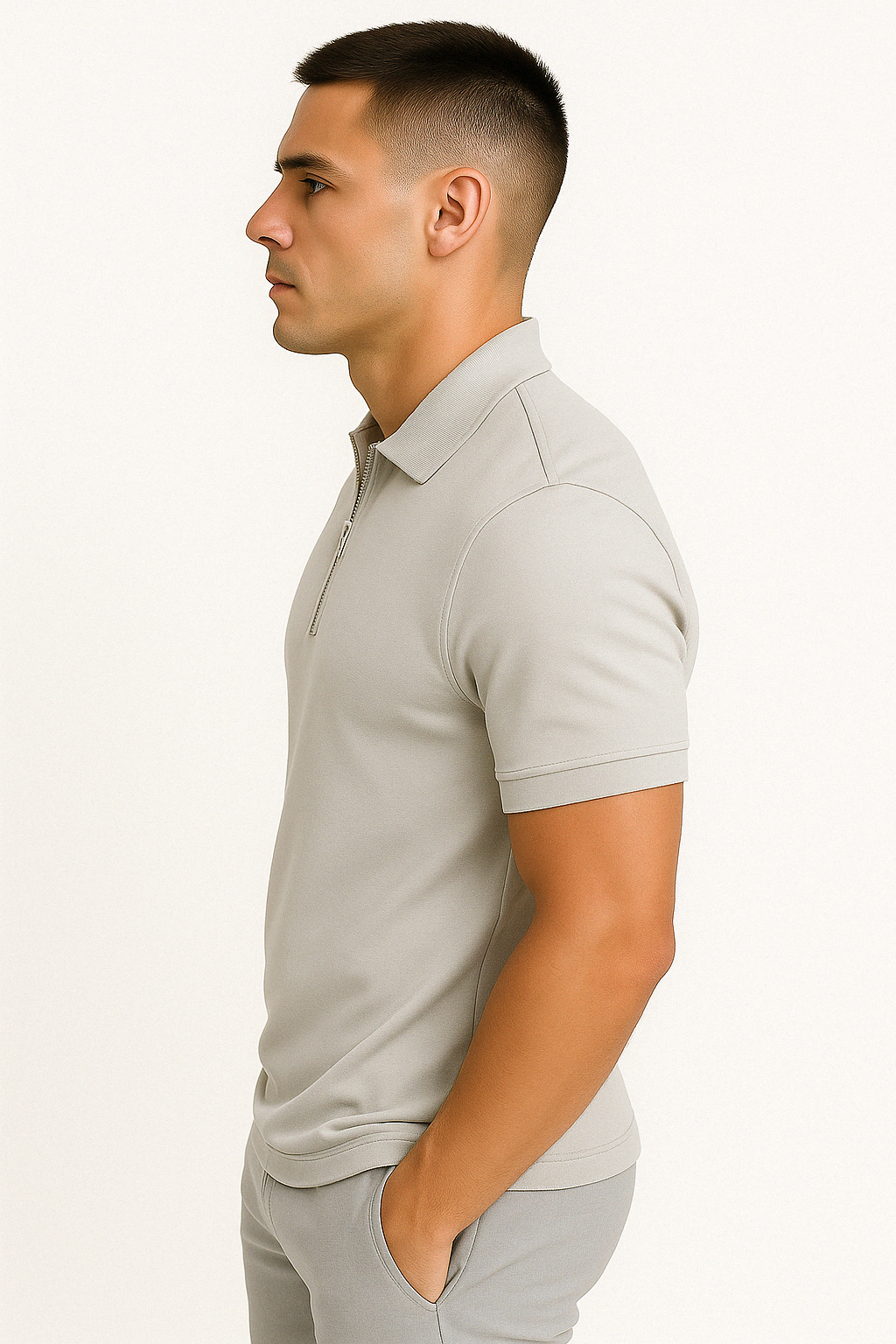 Dario Slim-Fit Knit Polo with Contemporary Mid-Zip Design