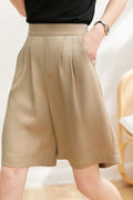 Helene Tailored Pleated Bermuda Shorts Relaxed Fit Elastic Waist