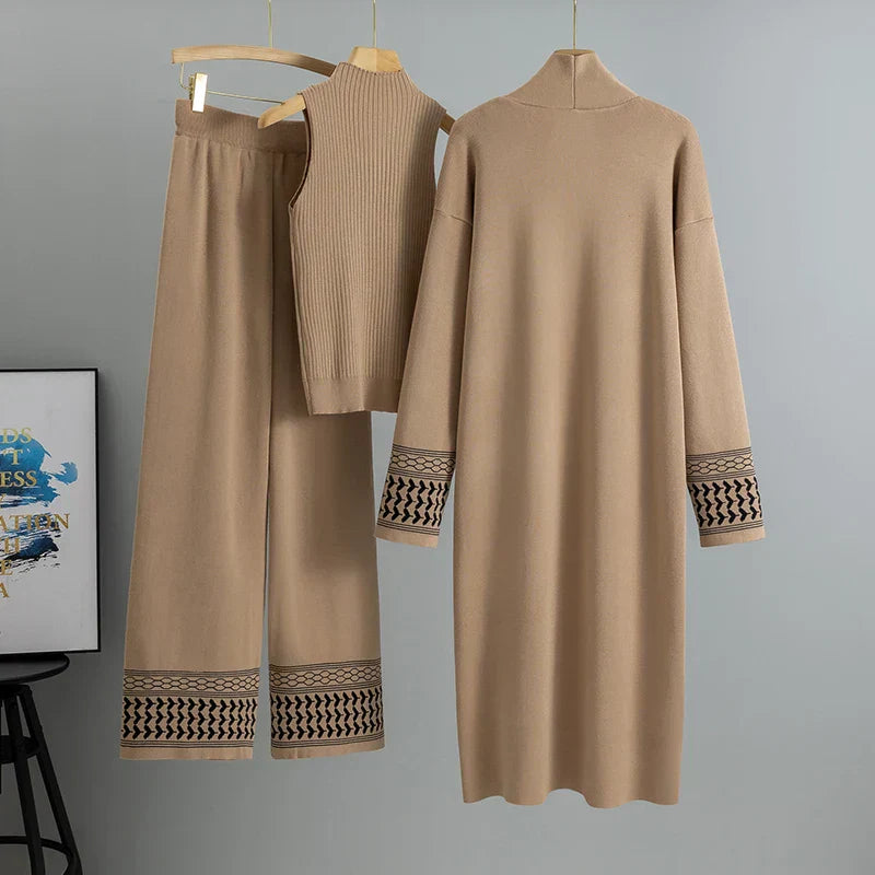 Giuliana Women's Relaxed Fit Lounge Set - 3-Piece Poly-Viscose Ensemble