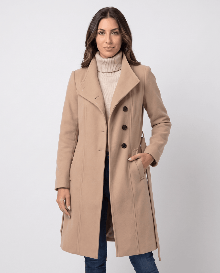 Long Trench Coat – Belted Waist & Double-Breasted Front | Joanne