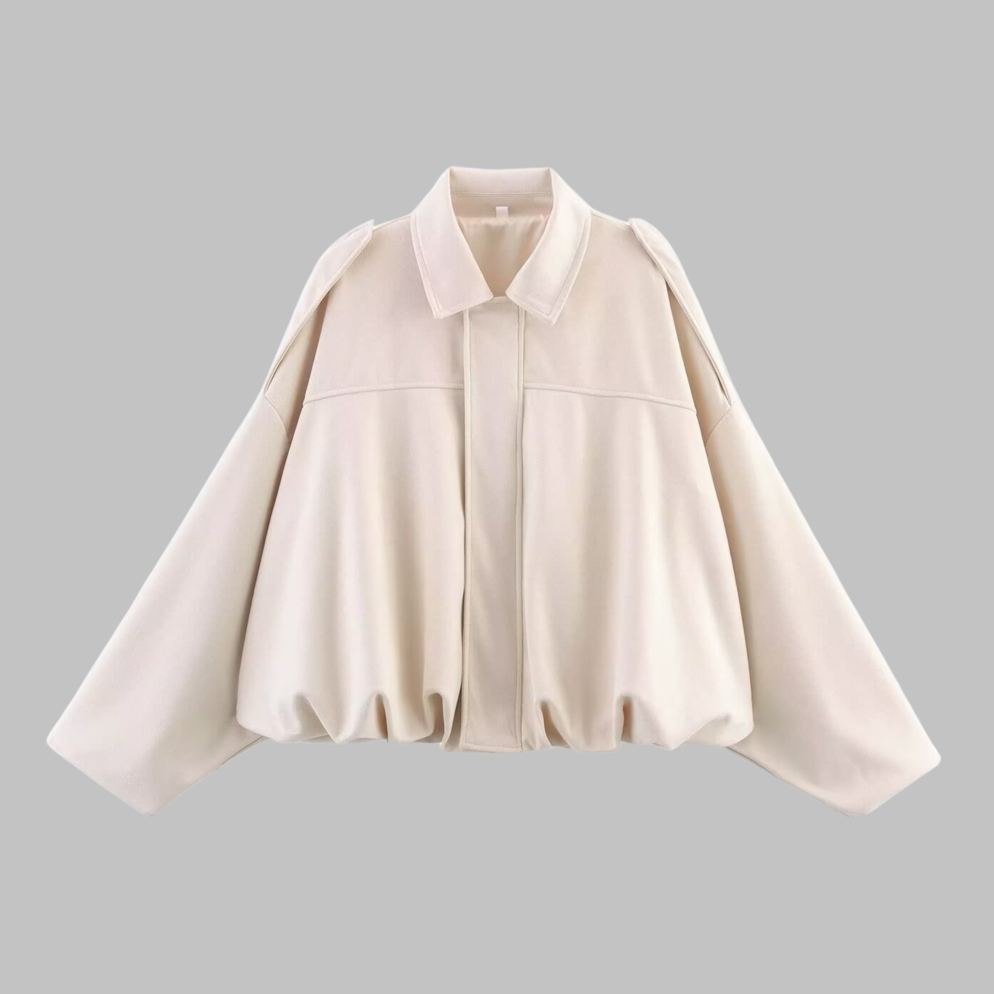 Sofia Suede Cropped Jacket – Oversized Drop-Shoulder Boxy Outerwear