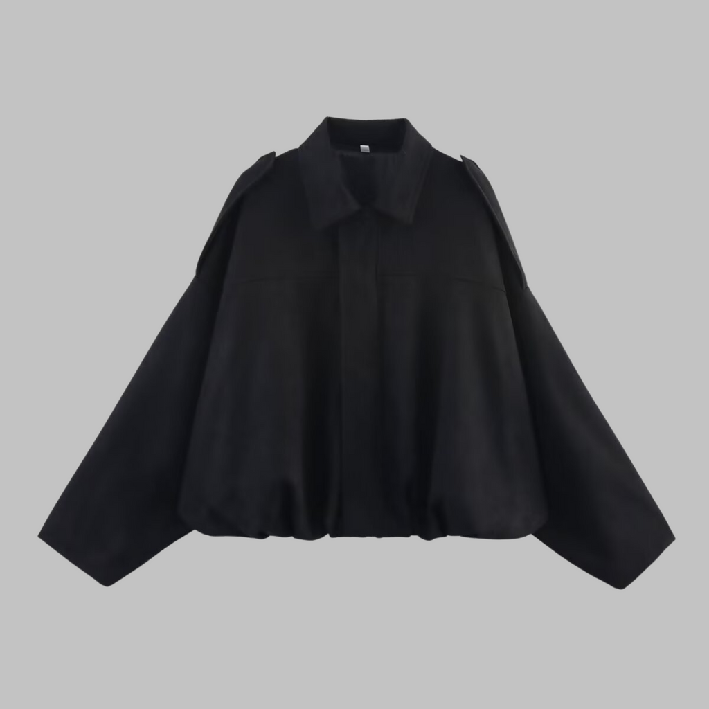 Sofia Suede Cropped Jacket – Oversized Drop-Shoulder Boxy Outerwear