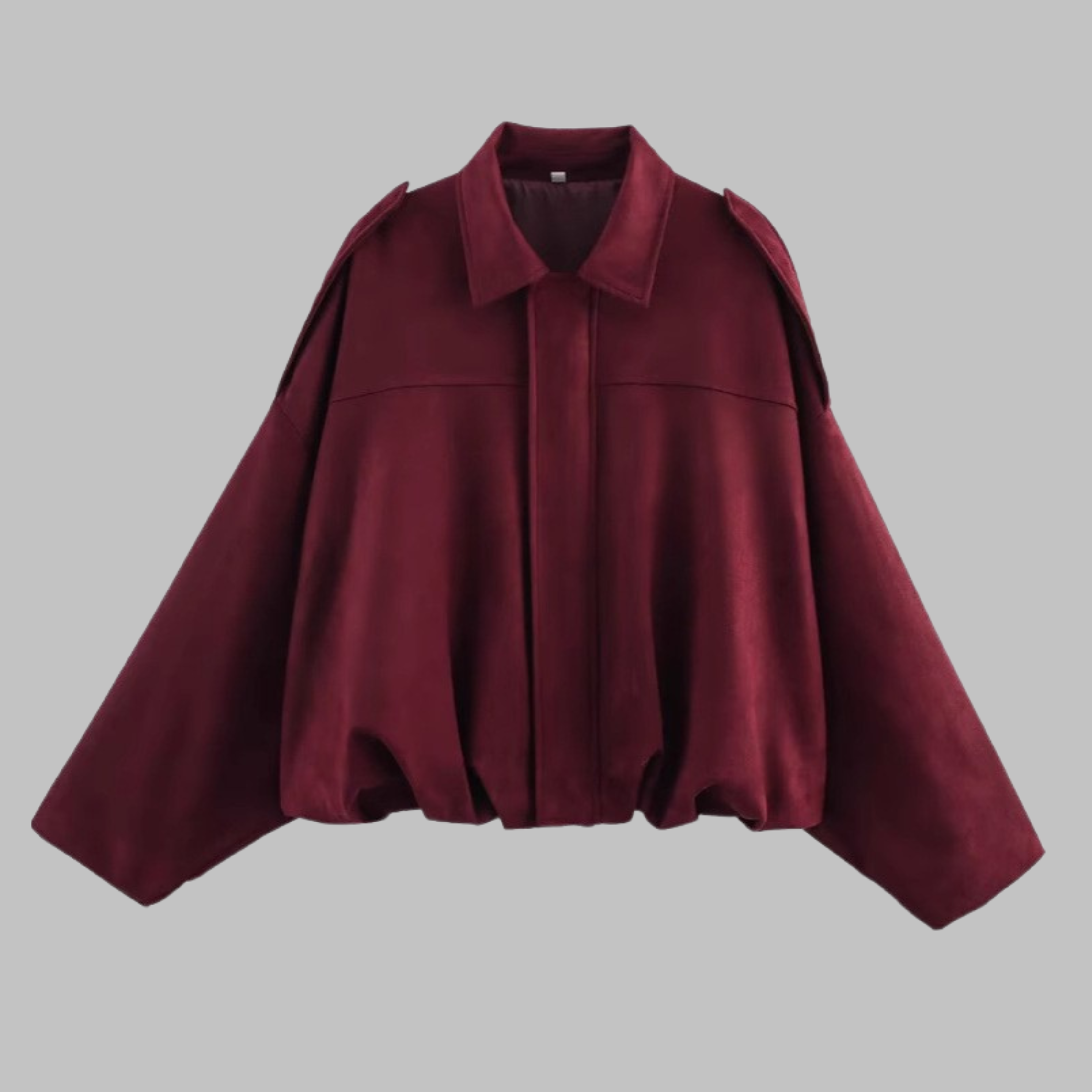 Sofia Suede Cropped Jacket – Oversized Drop-Shoulder Boxy Outerwear
