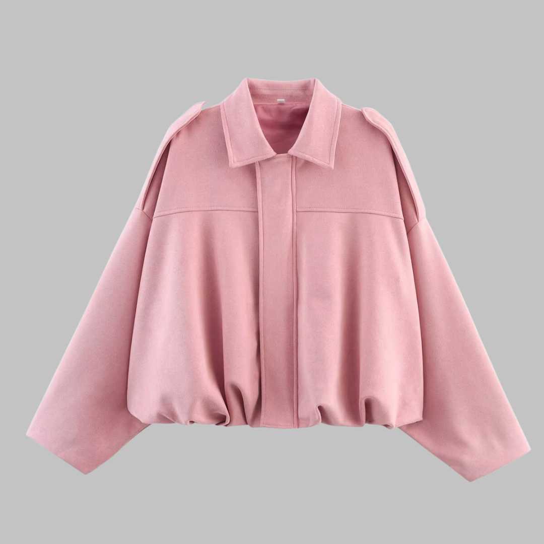 Sofia Suede Cropped Jacket – Oversized Drop-Shoulder Boxy Outerwear