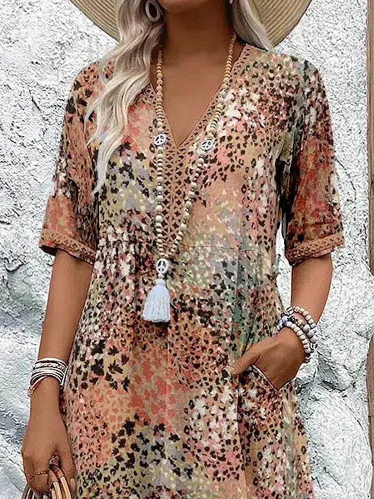 Valerie Printed Midi Dress – Relaxed Fit Casual Chic Everyday Summer Dress