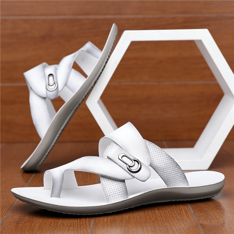 Arman Leather Slide Sandals Modern Toe Post Casual Footwear