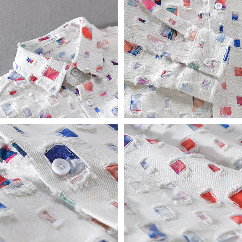Ezra Mosaic Collared Shirt – Lightweight Abstract Shirt for Effortless Summer Travel Style