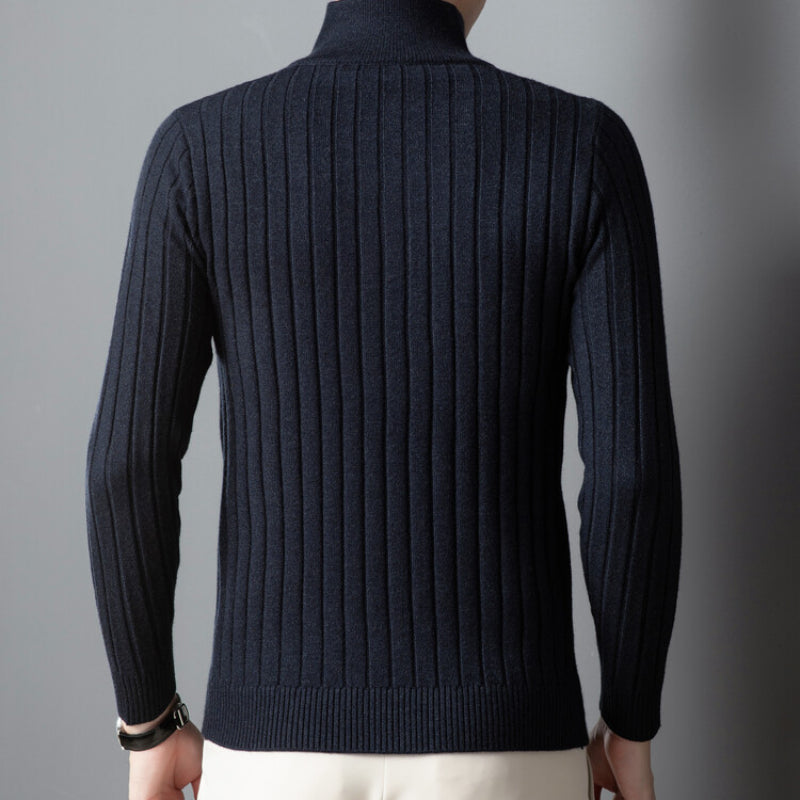 Canyon Men's Wool Blend Quarter-Zip Sweater with Ribbed Texture