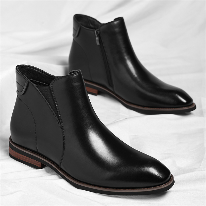 Caleb Men's Genuine Leather Slip-On Chelsea Boots with Cushioned Insole