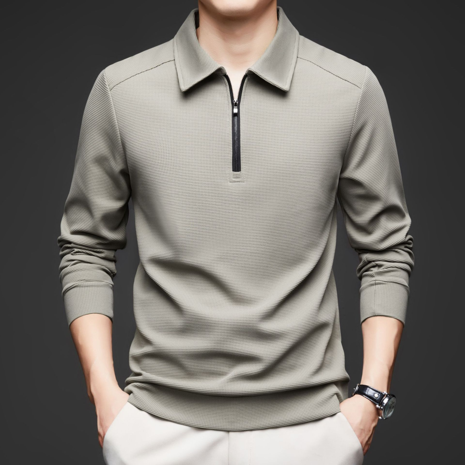 Easton Men's Tailored Fit Textured Stretch Knit Quarter Zip Pullover