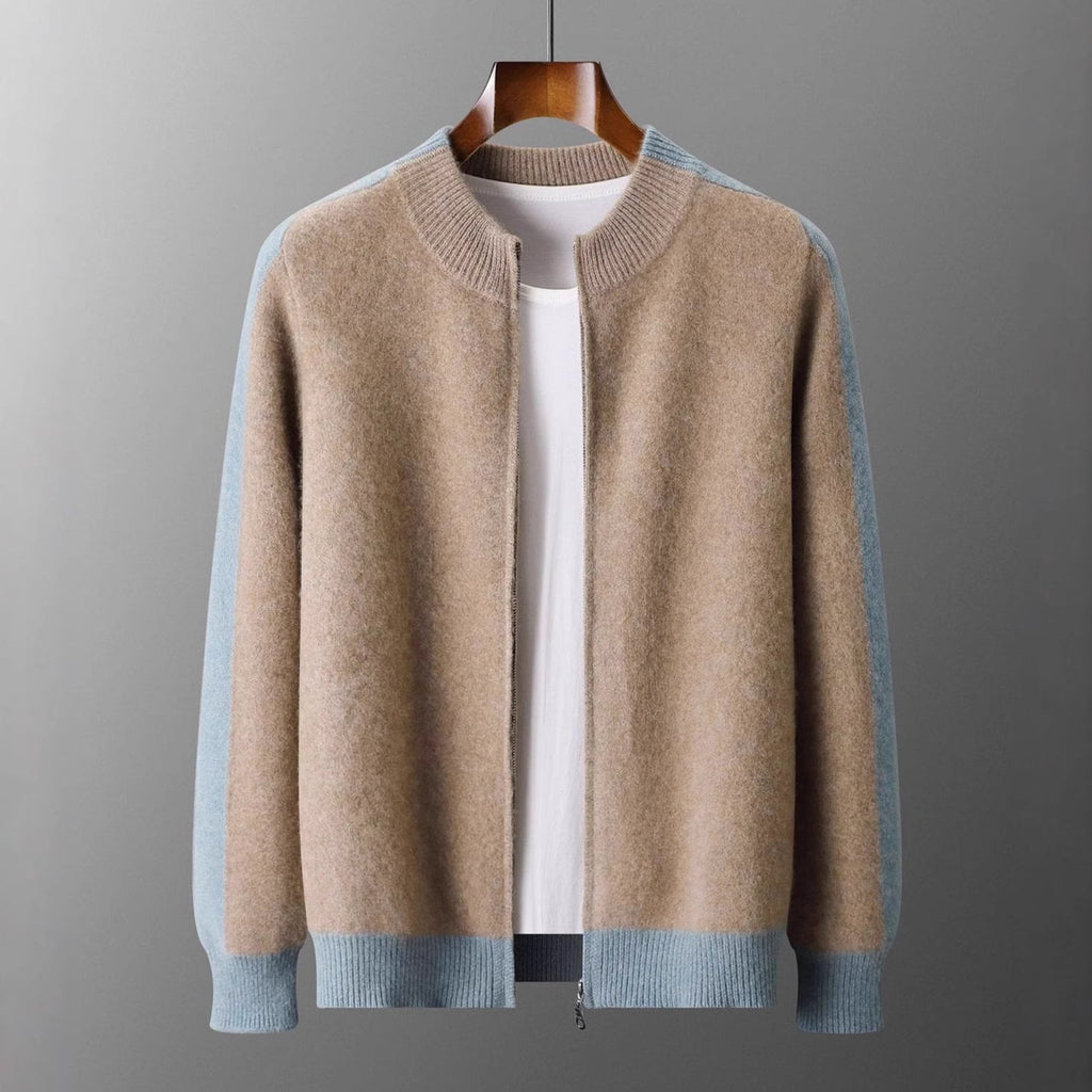 Elly Men's Lightweight Cashmere Jacket – Zip-Up with Contrasting Sleeve Design