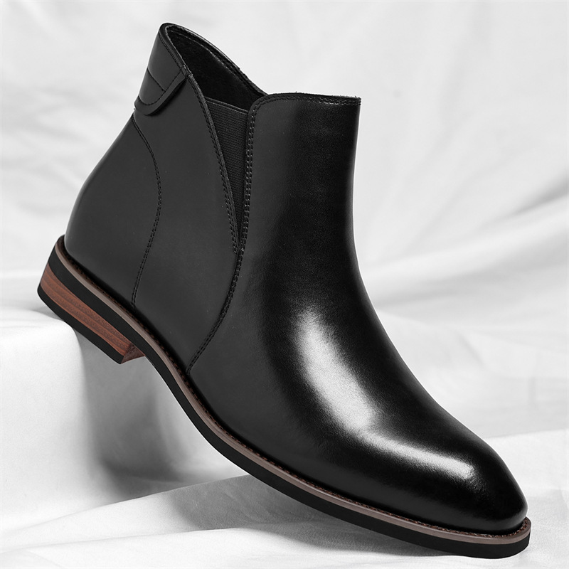 Caleb Men's Genuine Leather Slip-On Chelsea Boots with Cushioned Insole