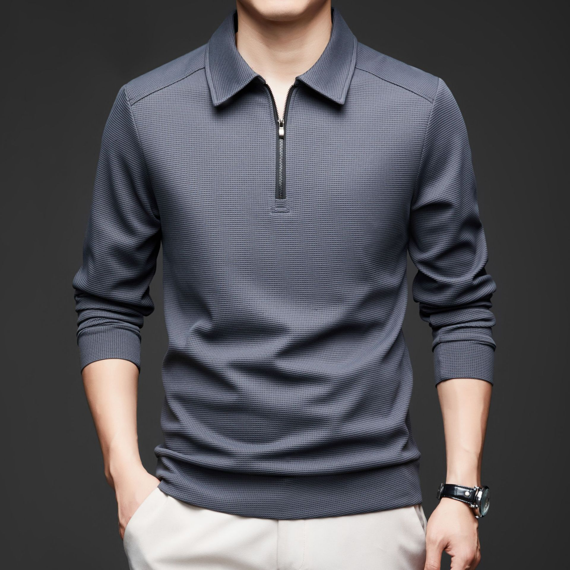 Easton Men's Tailored Fit Textured Stretch Knit Quarter Zip Pullover