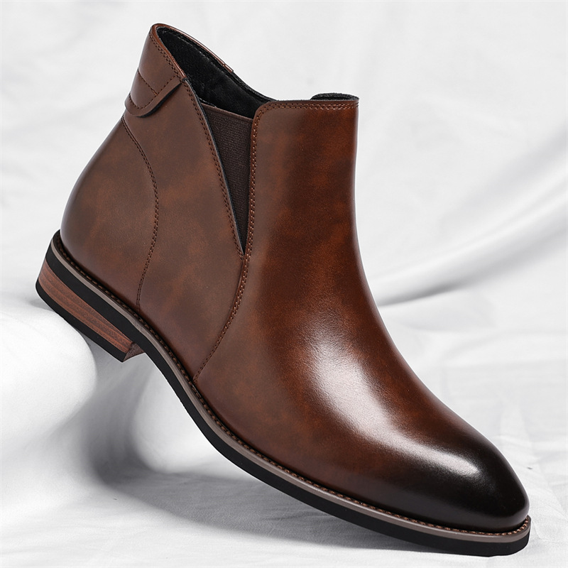 Caleb Men's Genuine Leather Slip-On Chelsea Boots with Cushioned Insole