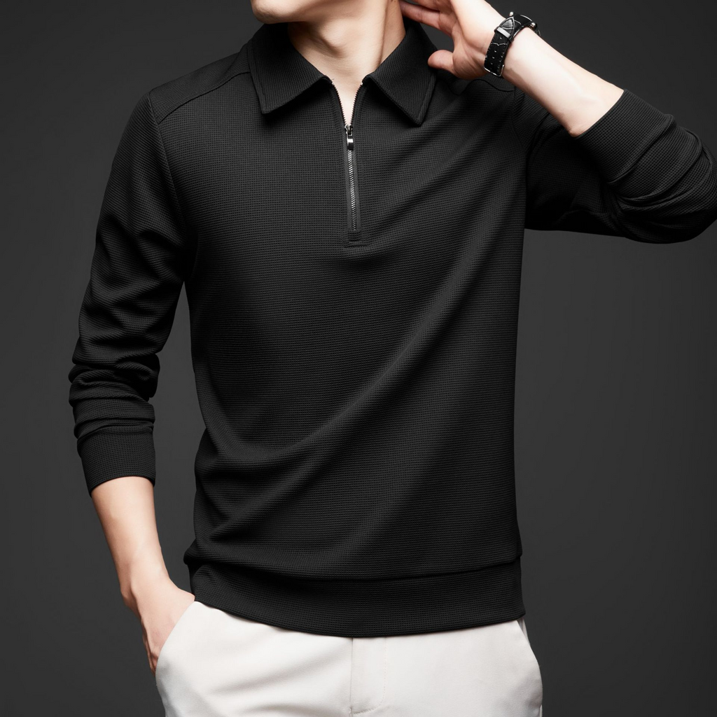Easton Men's Tailored Fit Textured Stretch Knit Quarter Zip Pullover
