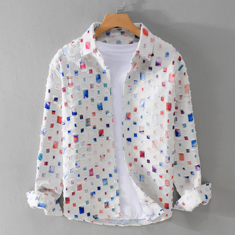 Ezra Mosaic Collared Shirt – Lightweight Abstract Shirt for Effortless Summer Travel Style