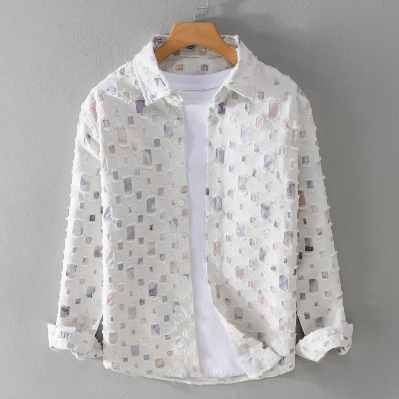 Ezra Mosaic Collared Shirt – Lightweight Abstract Shirt for Effortless Summer Travel Style