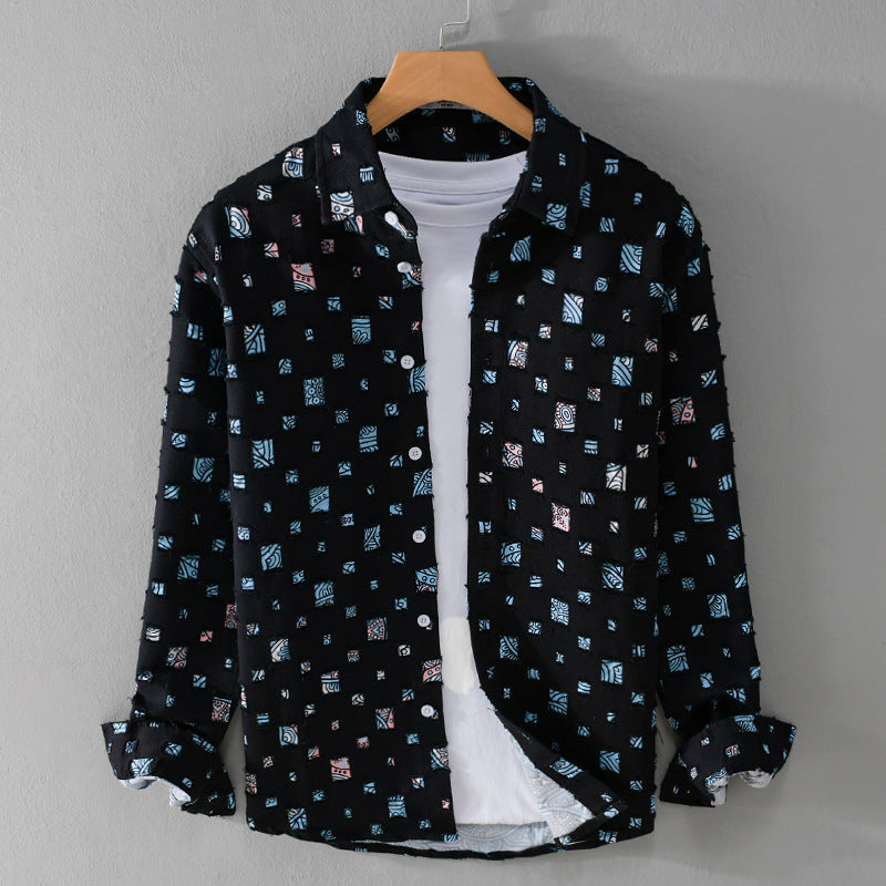Ezra Mosaic Collared Shirt – Lightweight Abstract Shirt for Effortless Summer Travel Style