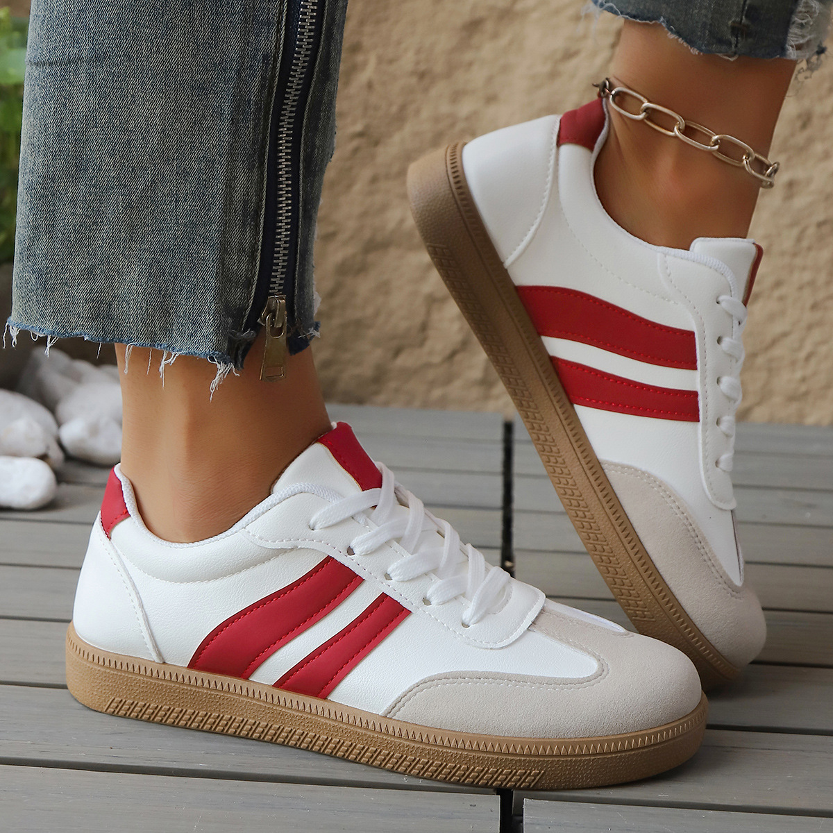 Geneva Women's Sneakers - Vintage-Inspired Lightweight Leather & Suede Trainers