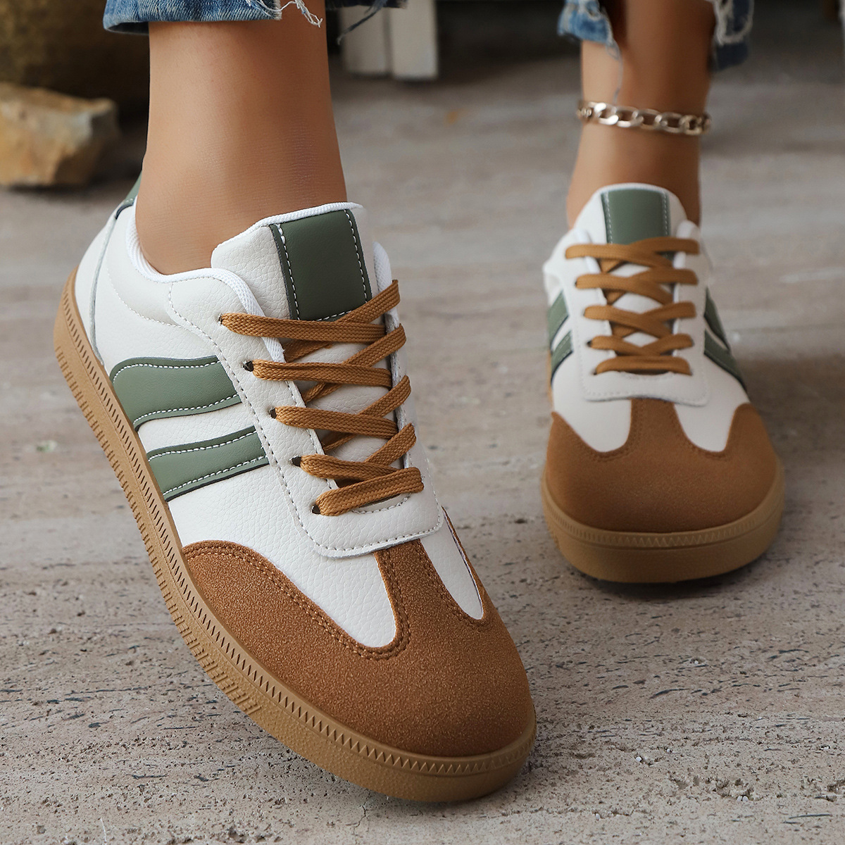 Geneva Women's Sneakers - Vintage-Inspired Lightweight Leather & Suede Trainers