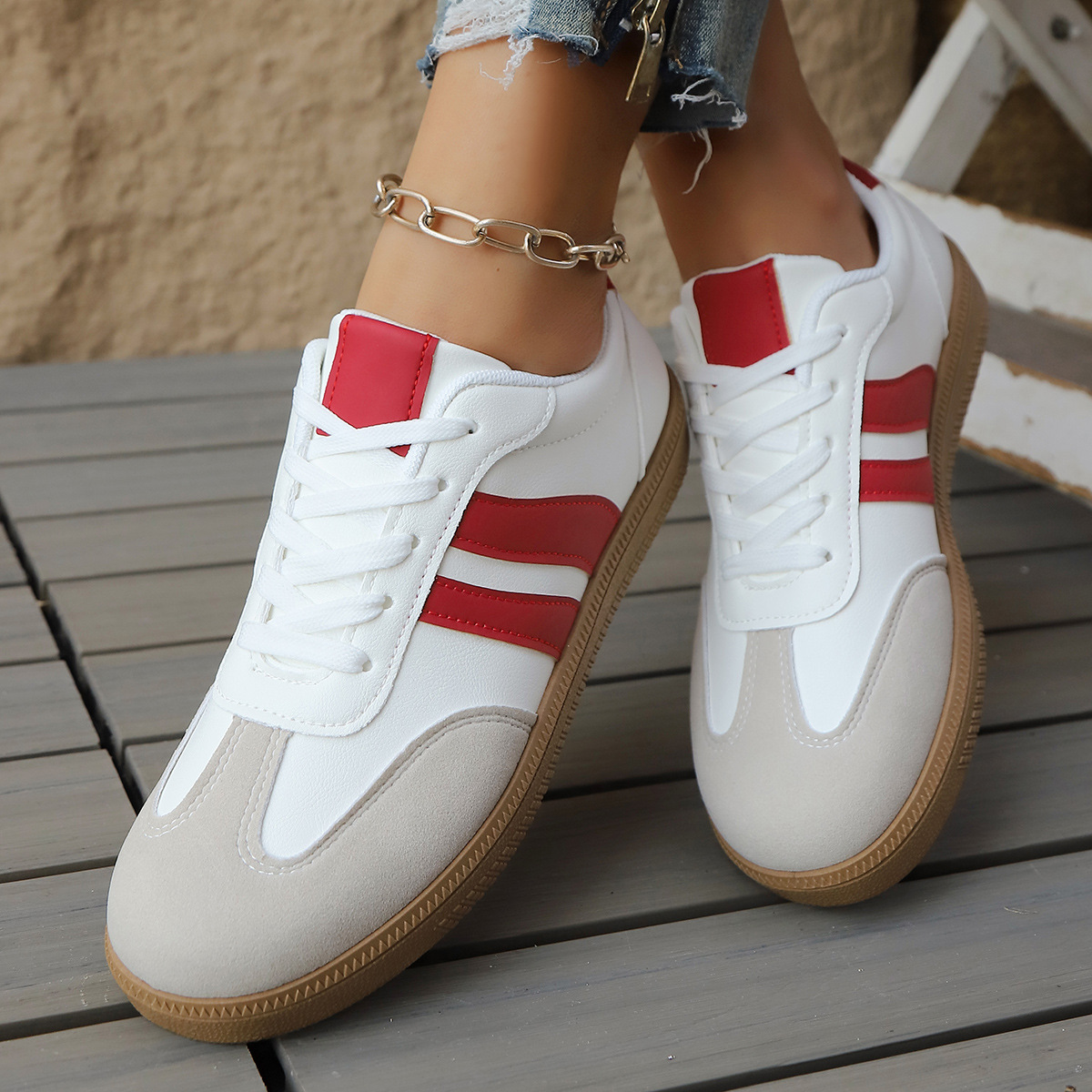 Geneva Women's Sneakers - Vintage-Inspired Lightweight Leather & Suede Trainers