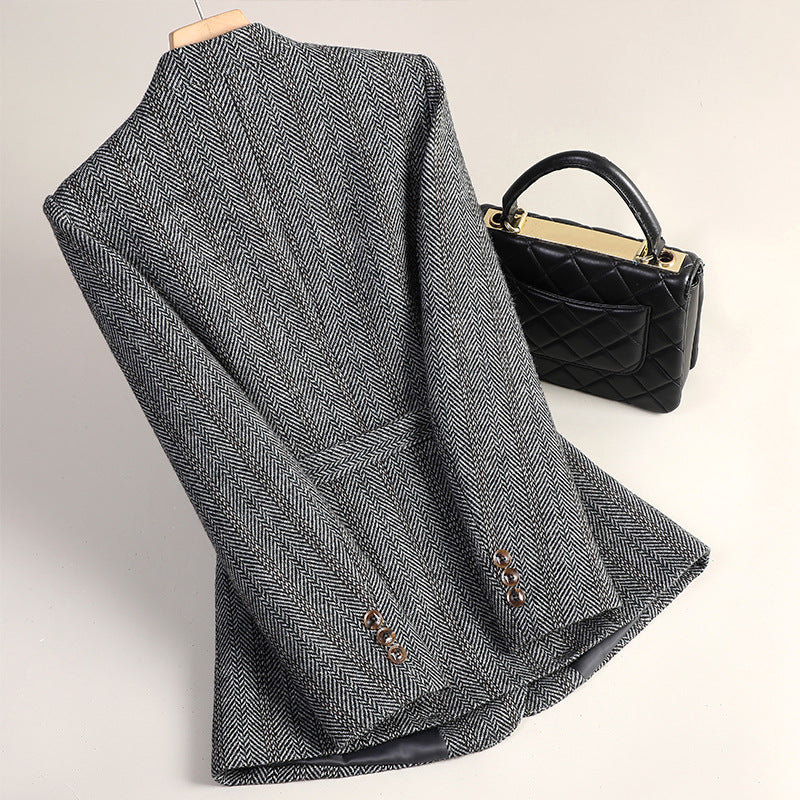 Aiko Women's Wool Jacket – Kimono-Style Outerwear with Obi Belt