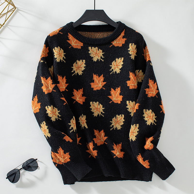 Avery Maplewood Women's Pullover Sweater – Fall Leaf Design
