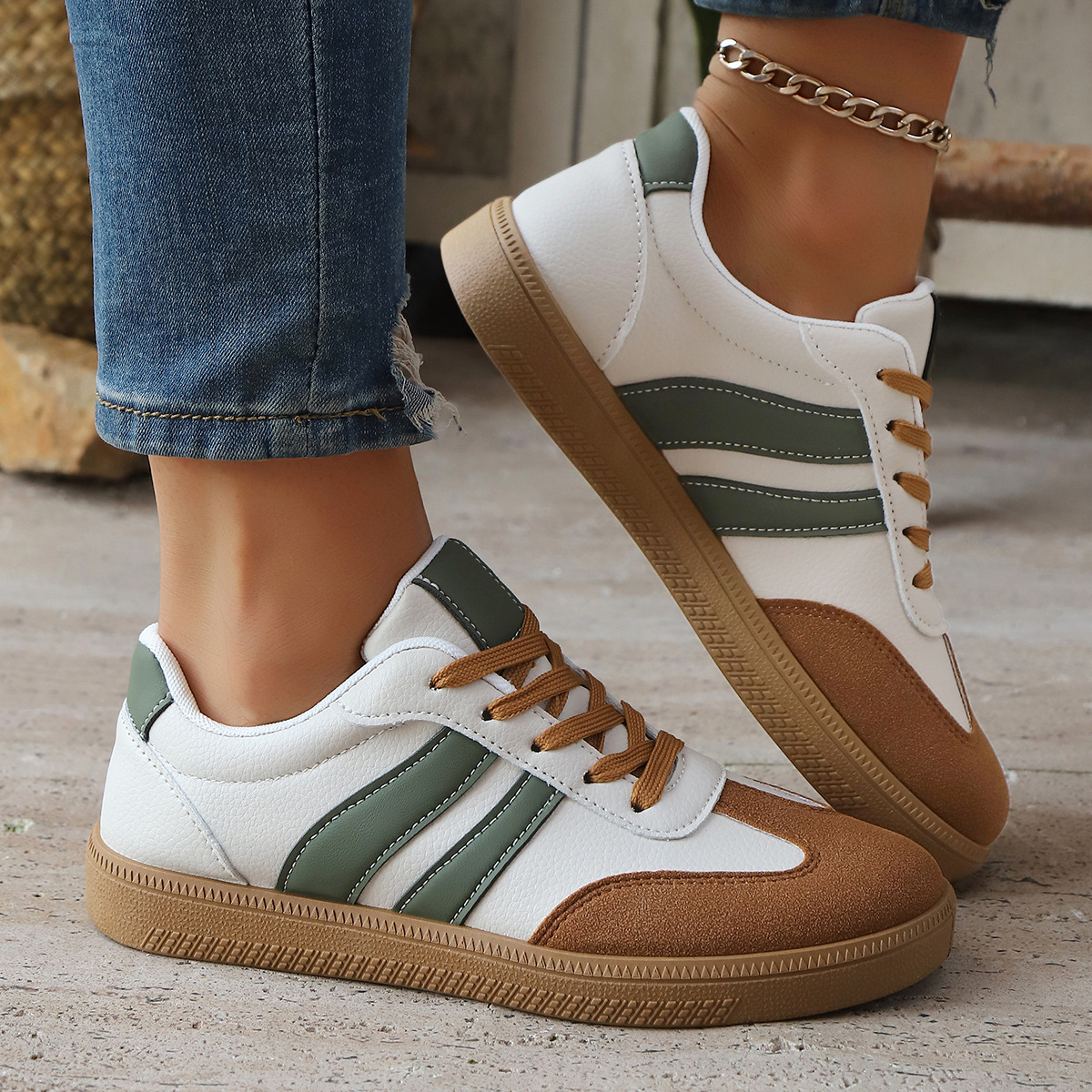 Geneva Women's Sneakers - Vintage-Inspired Lightweight Leather & Suede Trainers