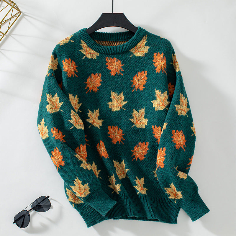 Avery Maplewood Women's Pullover Sweater – Fall Leaf Design