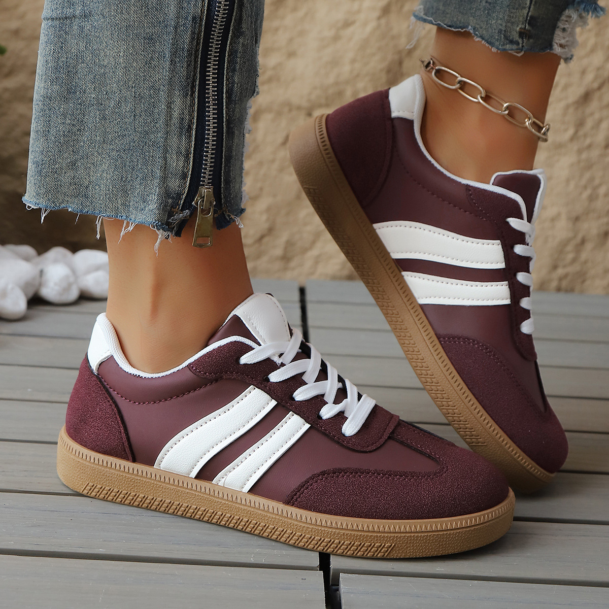 Geneva Women's Sneakers - Vintage-Inspired Lightweight Leather & Suede Trainers