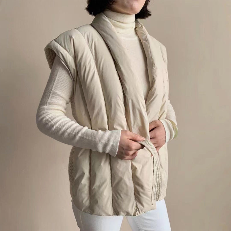 Clara Women's Belted Quilted Down Puffer Vest