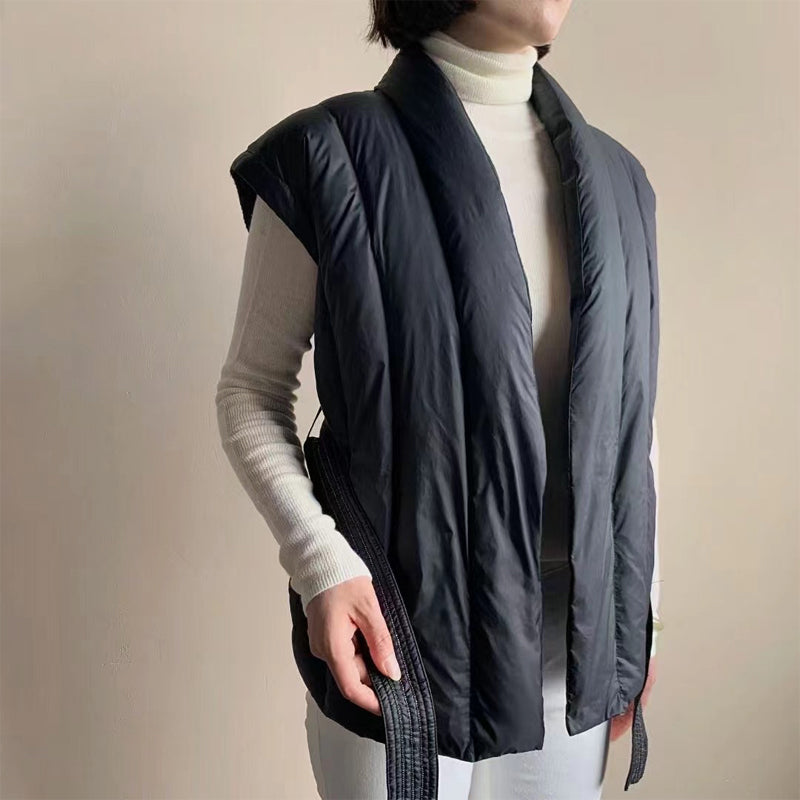 Clara Women's Belted Quilted Down Puffer Vest
