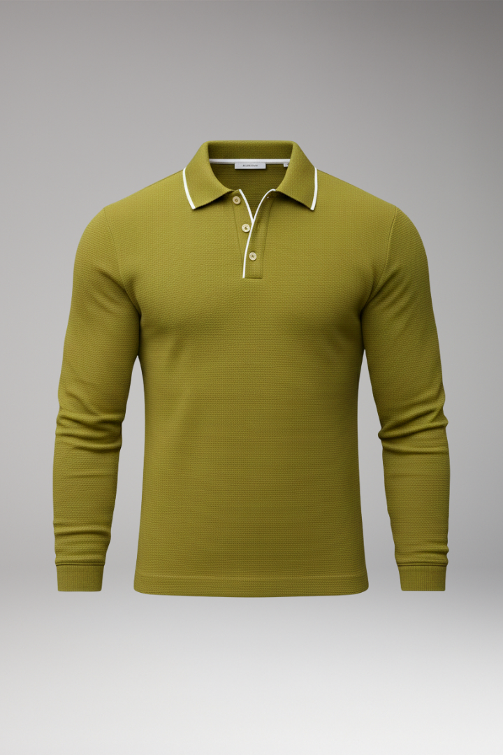 Piolo Cotton Blend Long Sleeve Polo Shirt – Classic Lapel Everyday Comfort Top