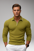 Piolo Cotton Blend Long Sleeve Polo Shirt – Classic Lapel Everyday Comfort Top