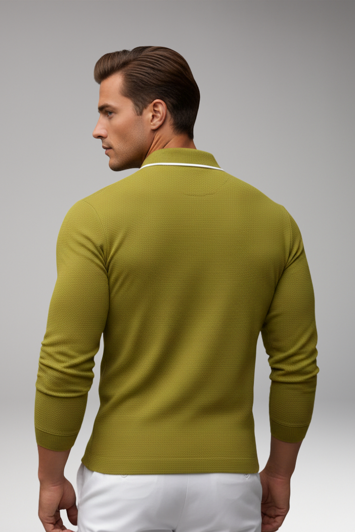 Piolo Cotton Blend Long Sleeve Polo Shirt – Classic Lapel Everyday Comfort Top