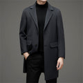 Adrien Men's Slim Fit Wool Blend Overcoat with Peak Lapel Design
