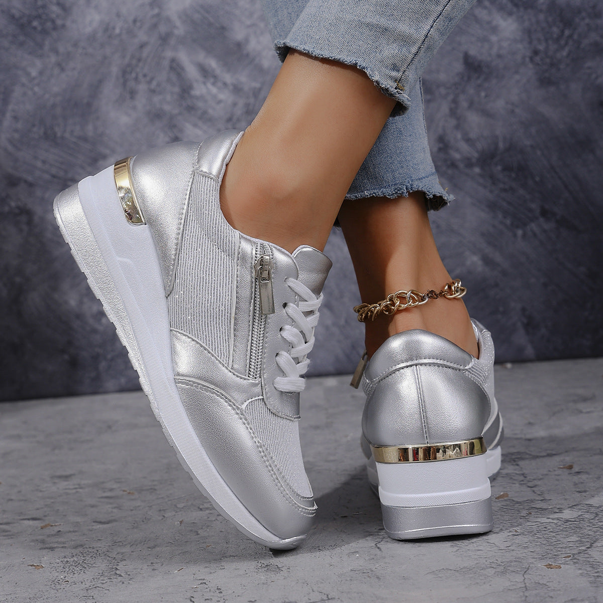 Arlyn Lightweight Wedge Sneakers – Breathable Cushioned Comfort Casual Shoes